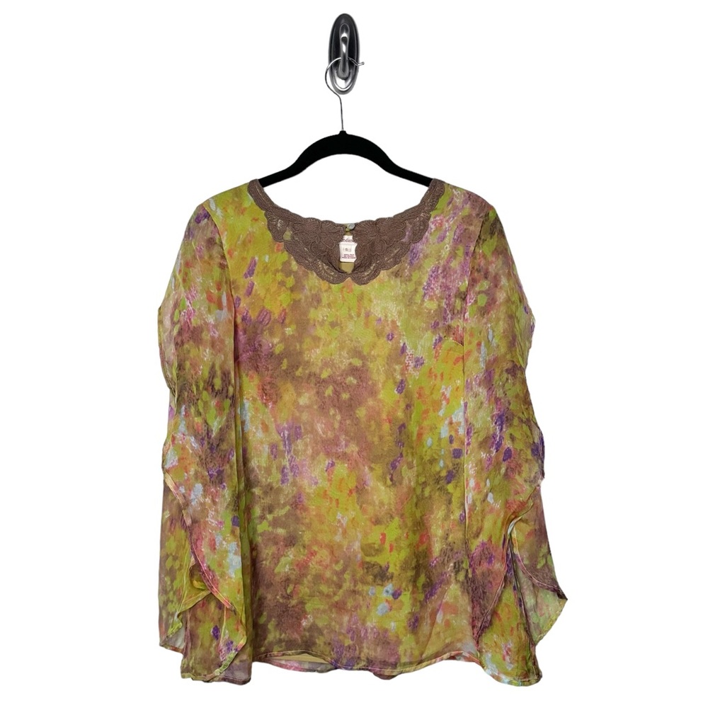 SUNDANCE FLOWY FLORAL SILK TOP SIZE S